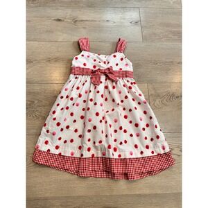 New Horizons Polka Dot Dress Ladybug Gingham Trim Bow Accent Sleeveless 4T